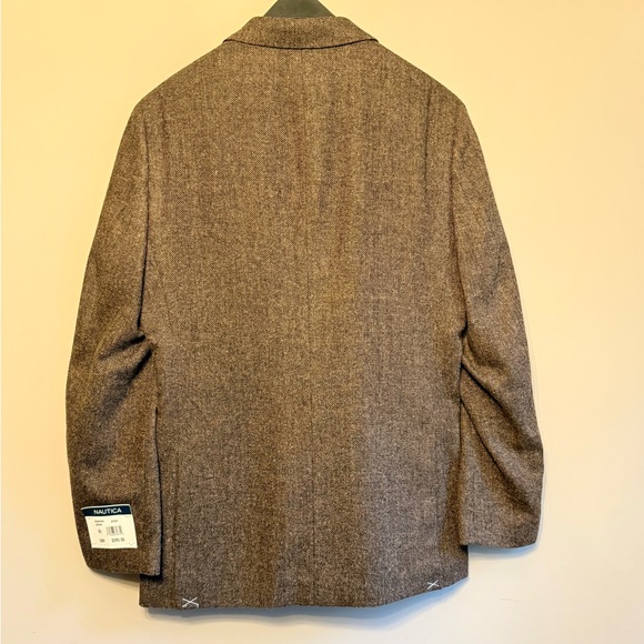 Nautica Bradford Brown Herringbone Jacket Men’s Blazer Wedding Formal Event - Picture 9 of 12